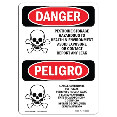 Signmission Safety Sign, OSHA, 14" Height Aluminum, Pesticide Storage Hazardous To HealthSign, Span OS-DS-A-1014-VS-2038
